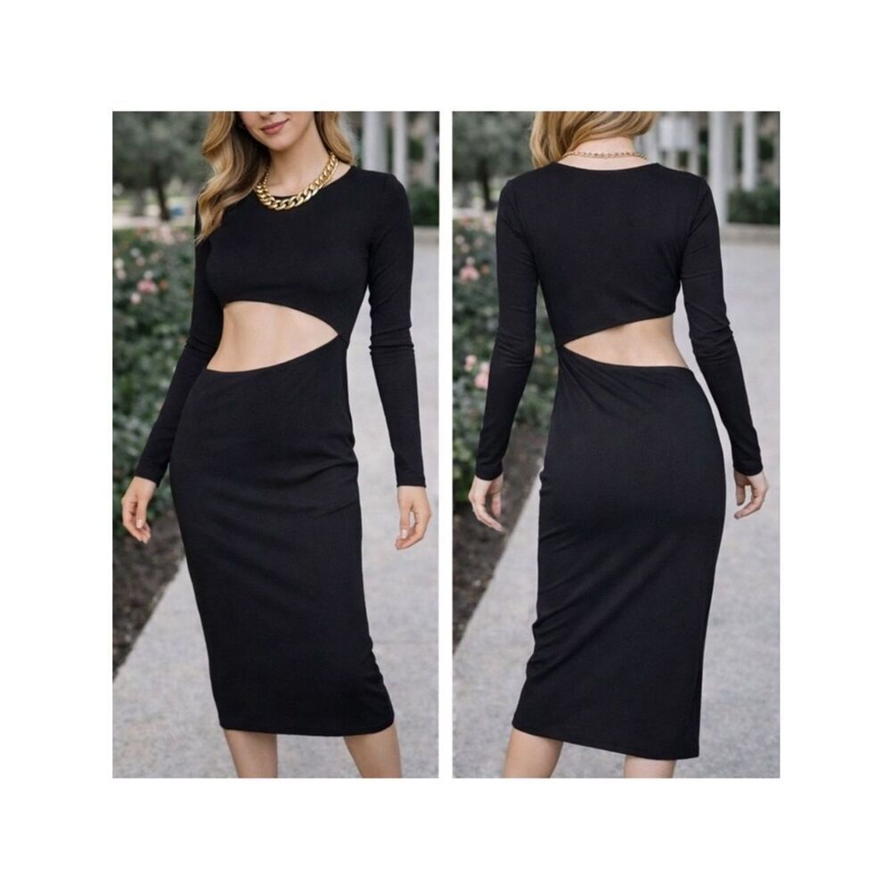 NWOT De Base Black Cutout Bodycon Dress